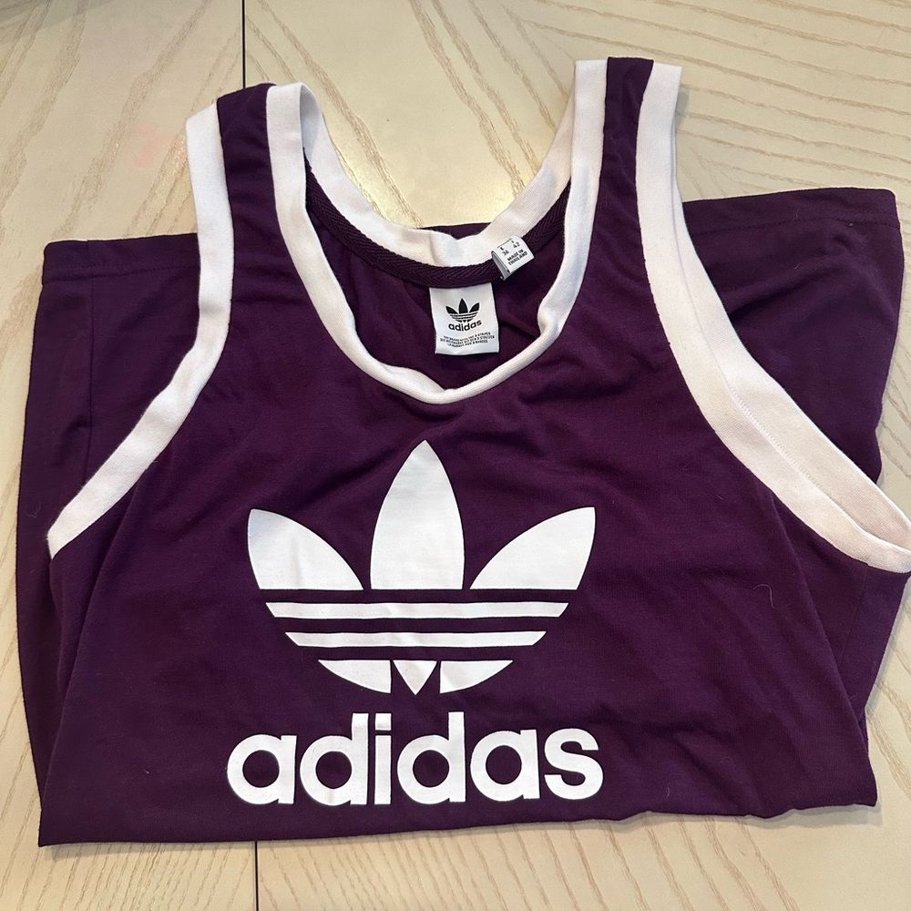 Adidas originals purple and white tank top
